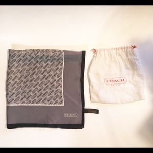 Coach Silk Scarf 21” Grey & Black